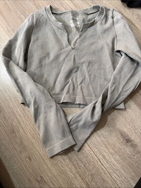 wild fable Ribbed Crop Top in Heather Gray